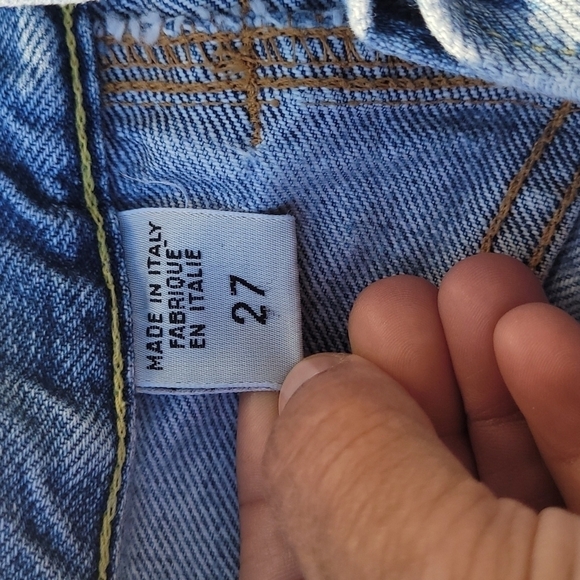 REPLAY Vintage High Waist Distressed Light Wash Italian Denim Shorts Size 27 - Picture 10 of 16